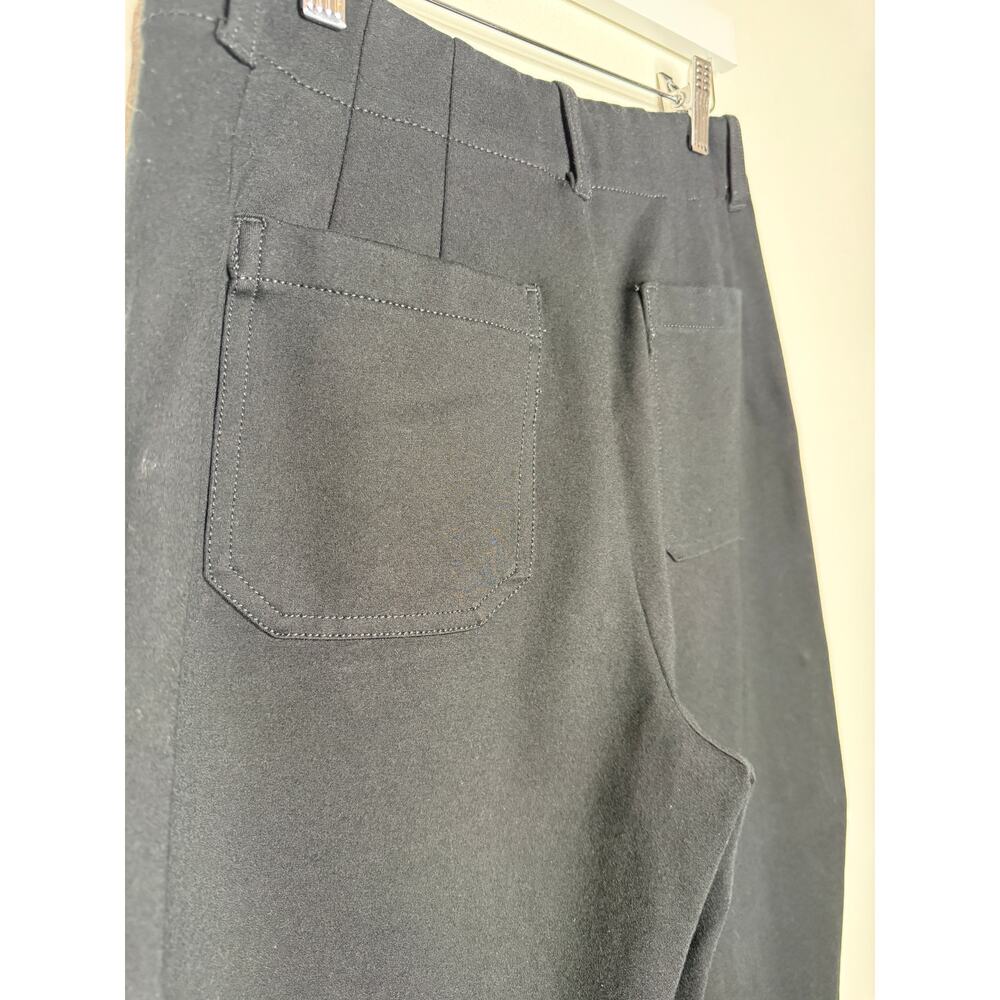 Anthropologie Wide Leg Black Pants | High Waisted Tailored Stretch | Modern Chic - Picture 3 of 6